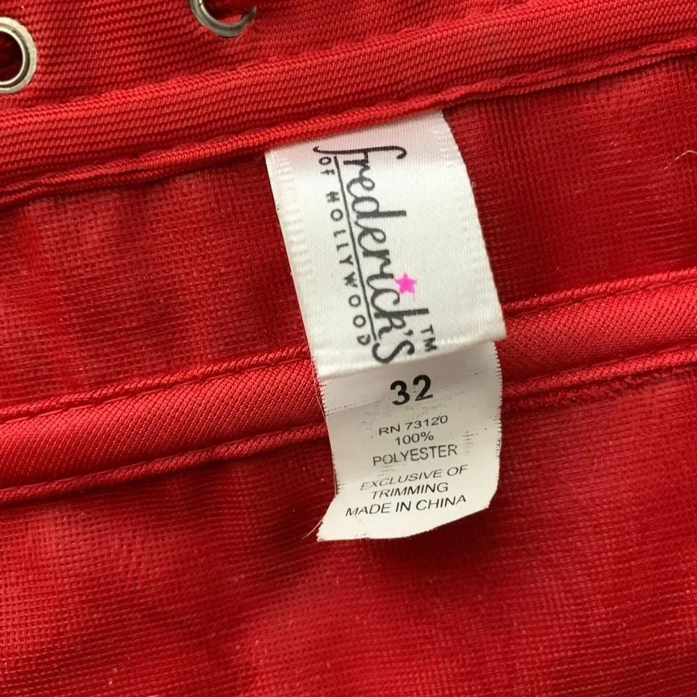 Fredericks Hollywood Dream Sweetheart Corset 32 Red Jacquard Lace Hook Closure - Picture 9 of 9